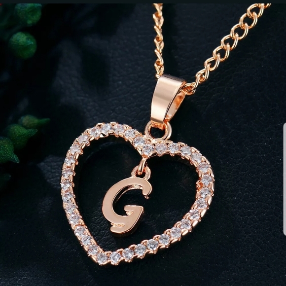 Jewelry - New 18k rose gold plated letter G diamond necklace